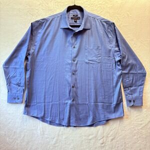 Pronto Uomo Dress Shirt Men Sz 18 1/2 34/35 Slim Fit Non-Iron Business‎ Casual